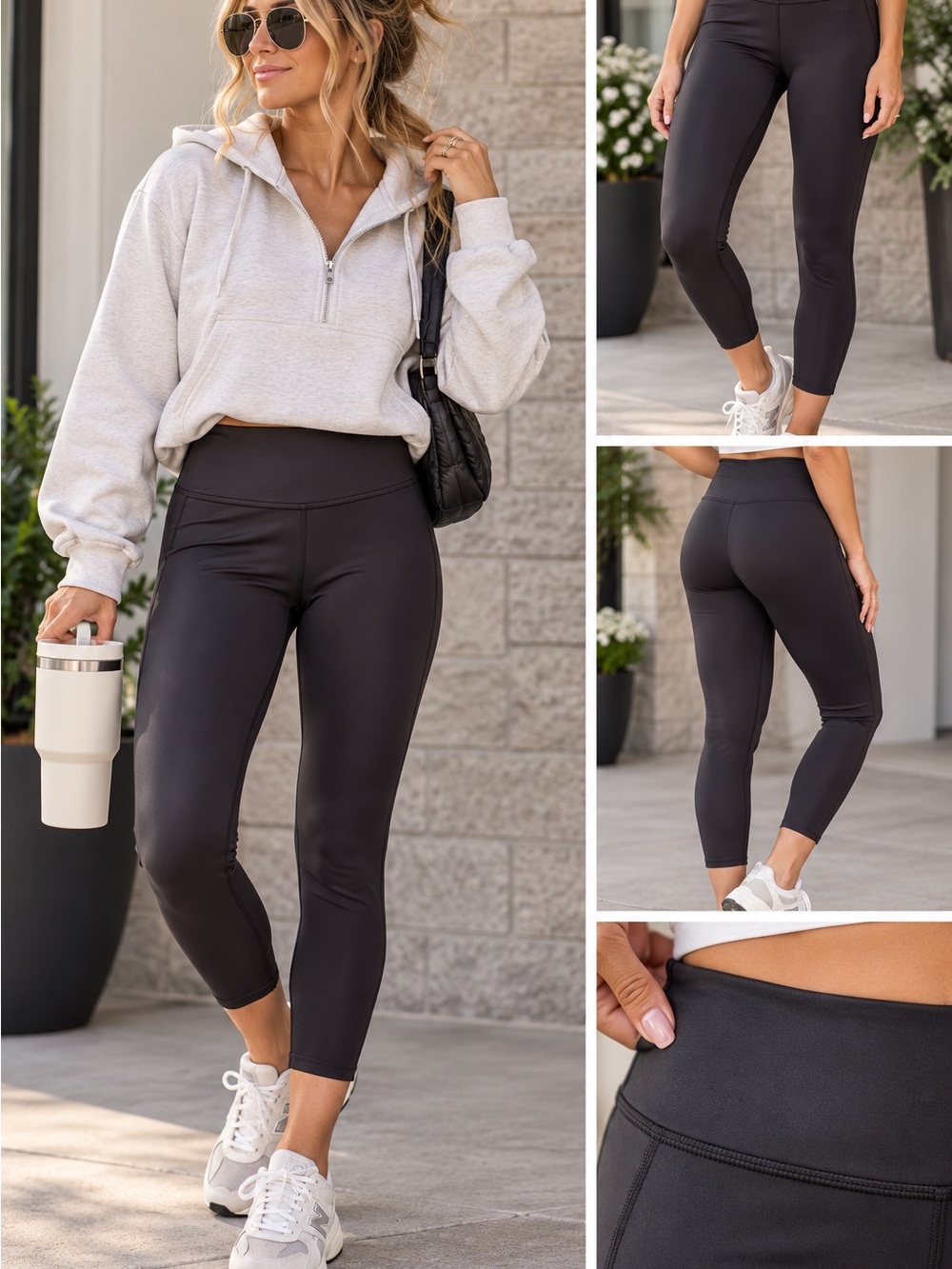 ZYIA ACTIVE- High-Rise Black shine Leggings for Women